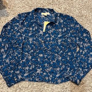 Michael Kors Navy and Cream Floral Shirt